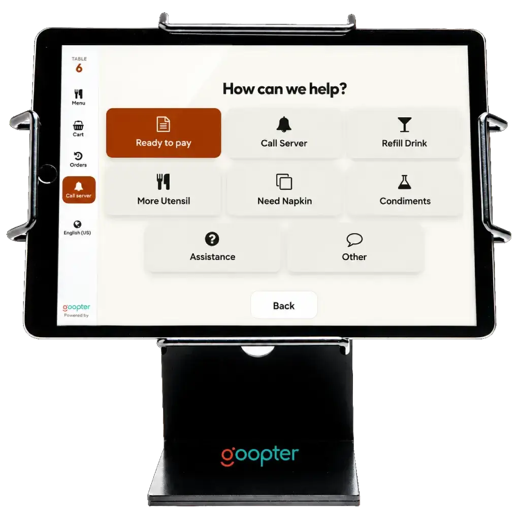Goopter Smart Table-Side Kiosk – server responding